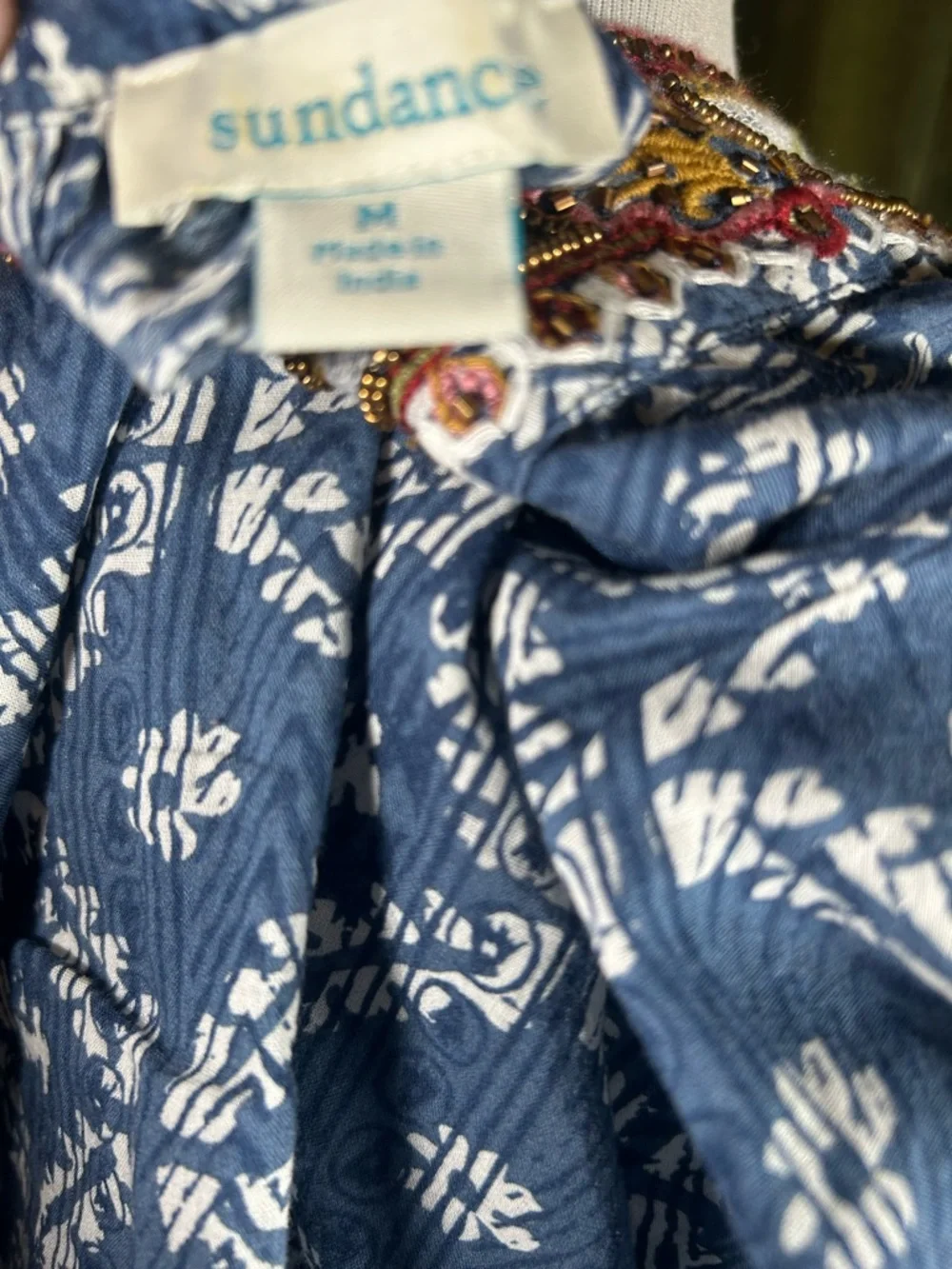 Sundance Printed Folklore Embroidered & Beaded Top - Picture 5 of 6